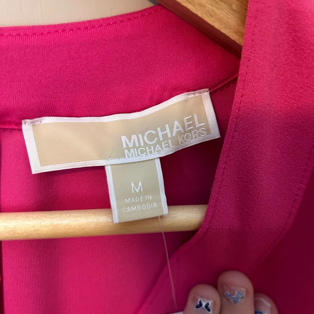 NWT MICHAEL Michael Kors Electric Pink V-Neck Blazer Dress Size M - Picture 3 of 7